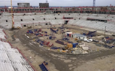 Chantier assainissement caniveaux Groupama Stadium de Lyon – Agence de Chassieu